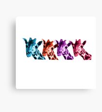 Giraffe Funny Color Heads Shirt Canvas Print