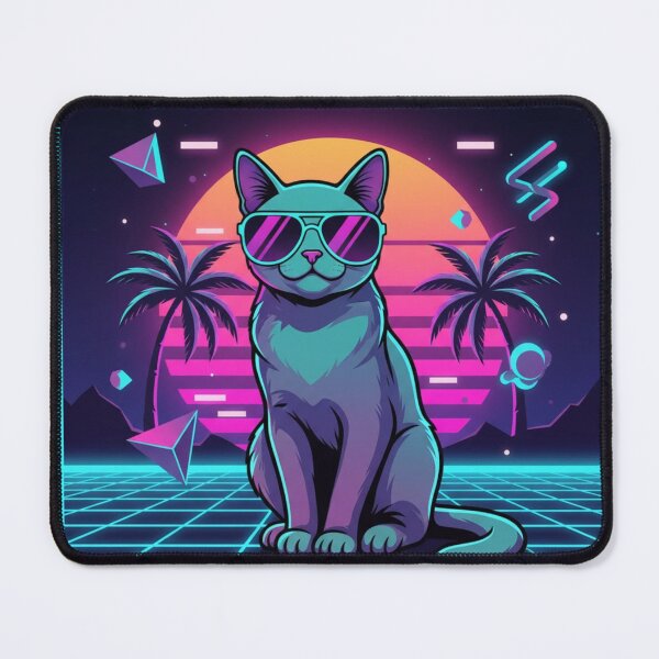 Item preview, Retro Neon Cat – Cool Synthwave Sunset Cat Art – Vaporwave Aesthetic Cat Lover Gift Design designed and sold by MadeByACJ.