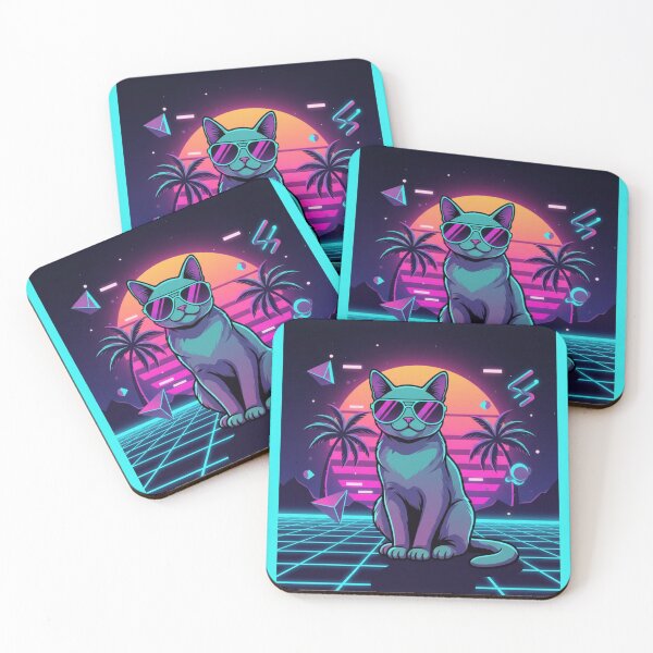 Item preview, Retro Neon Cat – Cool Synthwave Sunset Cat Art – Vaporwave Aesthetic Cat Lover Gift Design designed and sold by MadeByACJ.