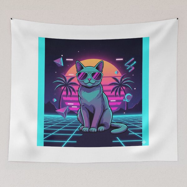 Item preview, Retro Neon Cat – Cool Synthwave Sunset Cat Art – Vaporwave Aesthetic Cat Lover Gift Design designed and sold by MadeByACJ.