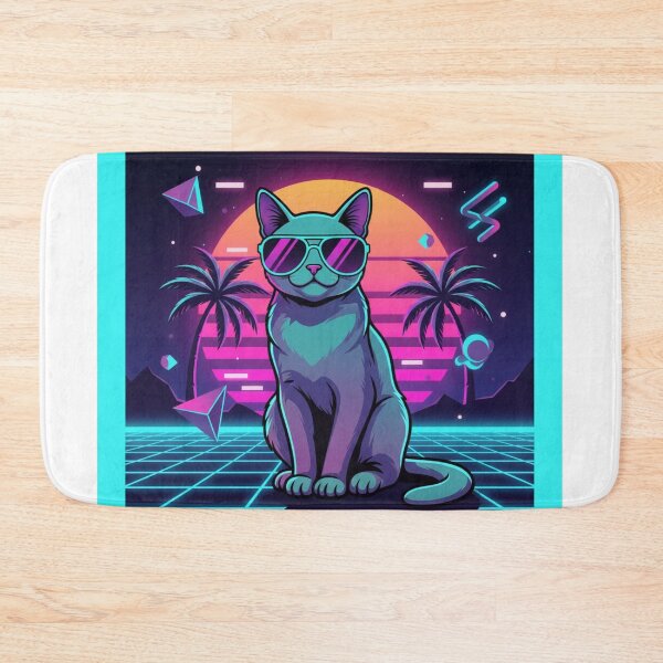 Item preview, Retro Neon Cat – Cool Synthwave Sunset Cat Art – Vaporwave Aesthetic Cat Lover Gift Design designed and sold by MadeByACJ.