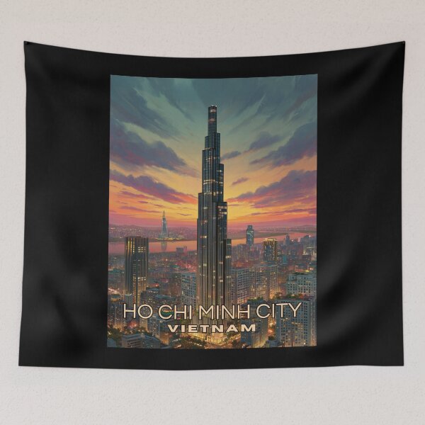 Item preview, A Travel Illustration of Ho Chi Minh City - Vietnam  designed and sold by GoodOldVintage.
