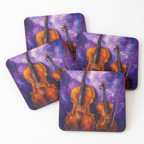 Item preview, Violin and Cello Against Purple Background designed and sold by Joey Santiago.