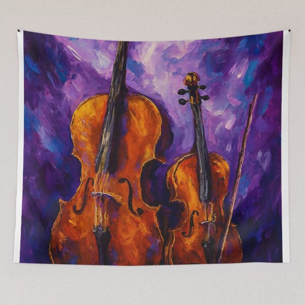 Item preview, Violin and Cello Against Purple Background designed and sold by Joey Santiago.