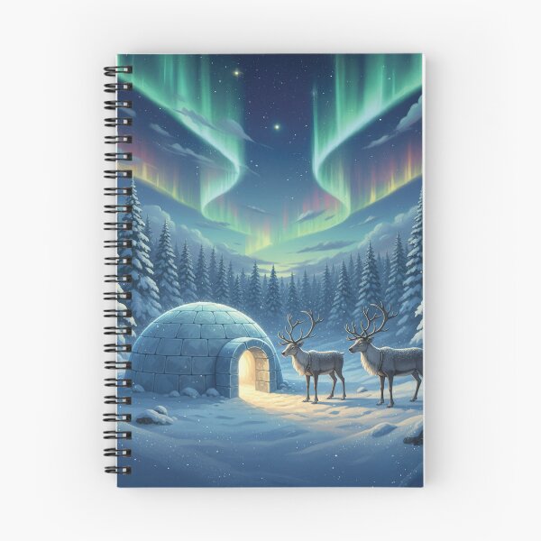 Item preview, Winter Igloo under Northern Lights with Reindeer designed and sold by Koimak.