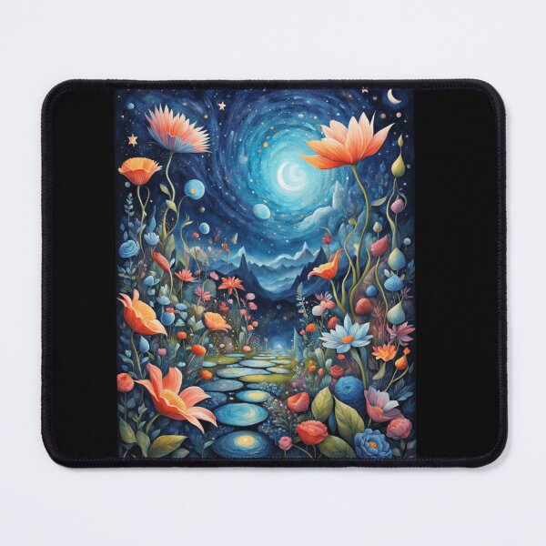Item preview, Enchanted Cosmic Garden Under Moonlight – Surreal Night Flowers designed and sold by ArtisticAuraCreation.
