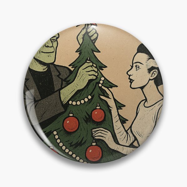 Item preview, Monstrous Holiday — Frankenstein and Bride Christmas Tree Art | Electric Decades Collection designed and sold by Theme Snark.