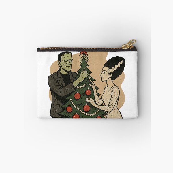 Item preview, Monstrous Holiday — Frankenstein and Bride Christmas Tree Art | Electric Decades Collection designed and sold by Theme Snark.