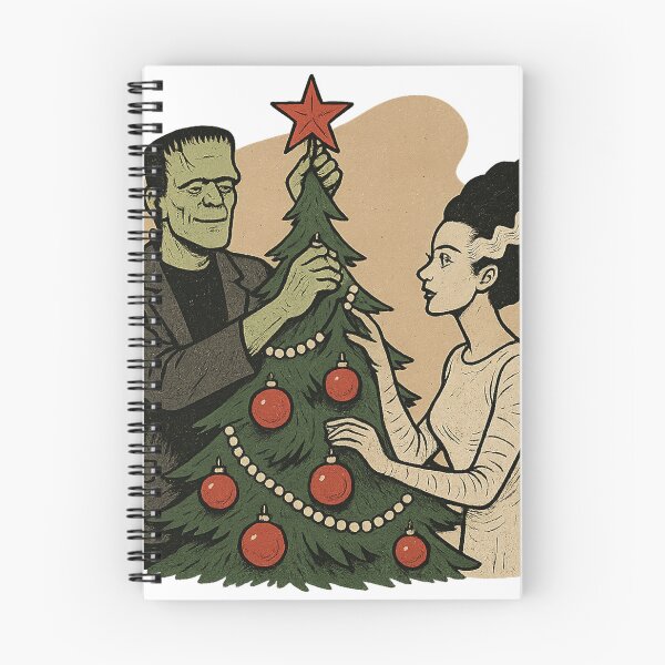 Item preview, Monstrous Holiday — Frankenstein and Bride Christmas Tree Art | Electric Decades Collection designed and sold by Theme Snark.