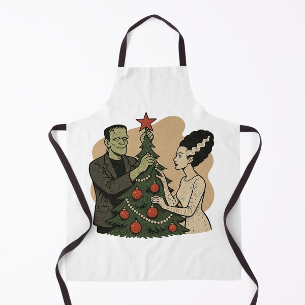 Item preview, Monstrous Holiday — Frankenstein and Bride Christmas Tree Art | Electric Decades Collection designed and sold by Theme Snark.