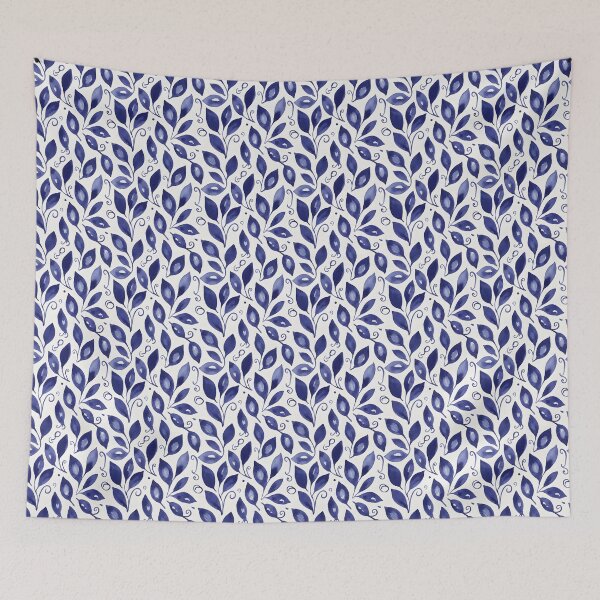 Item preview, Indigo Watercolor Leaf Seamless Pattern designed and sold by HolmeProud.