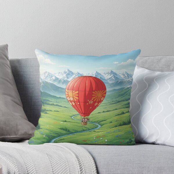 Artikelvorschau, Roter Heißluftballon über dem Alpental entworfen und verkauft von Koimak.