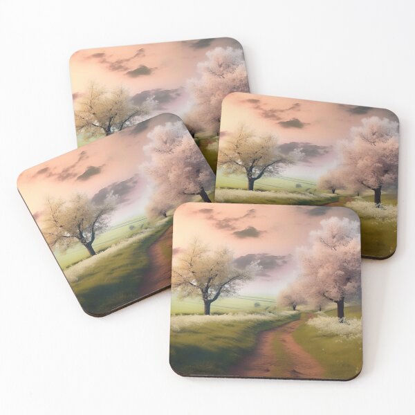 Item preview, Country Path With Trees Painting, Muted Countryside Painting, French Country Landscape Print, Country Field, Minimalist Landscape Painting designed and sold by SavageVision.