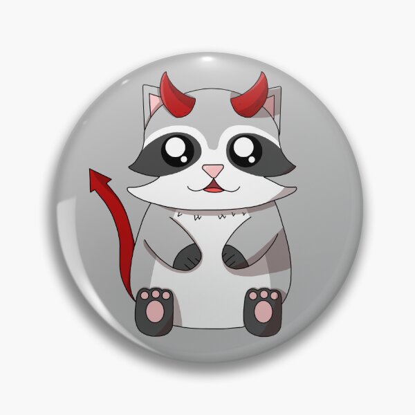 Item preview, cute devil raccoon designed and sold by GREENZ0NE.