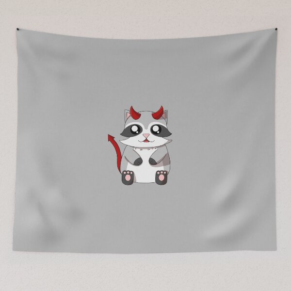 Item preview, cute devil raccoon designed and sold by GREENZ0NE.