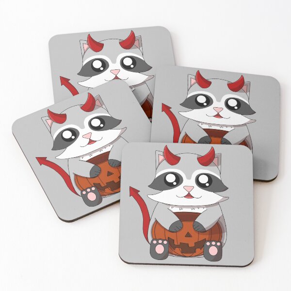 Item preview, cute devil raccoon with a pumpkin designed and sold by GREENZ0NE.