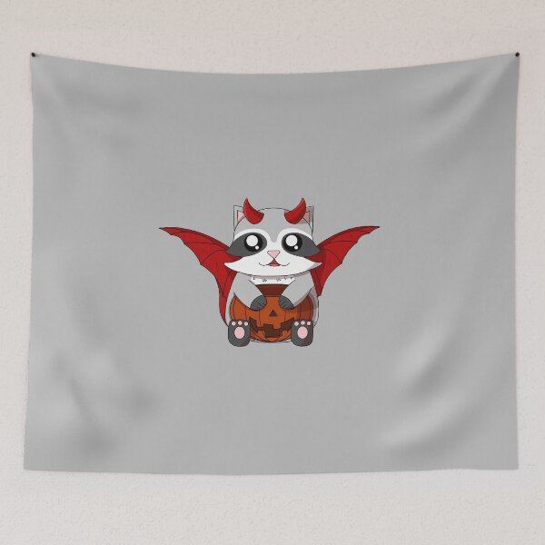 Item preview, cute devil raccoon with a pumpkin designed and sold by GREENZ0NE.