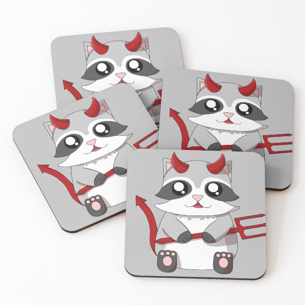 Item preview, cute devil raccoon designed and sold by GREENZ0NE.