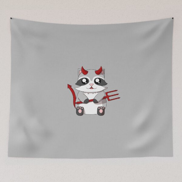 Item preview, cute devil raccoon designed and sold by GREENZ0NE.
