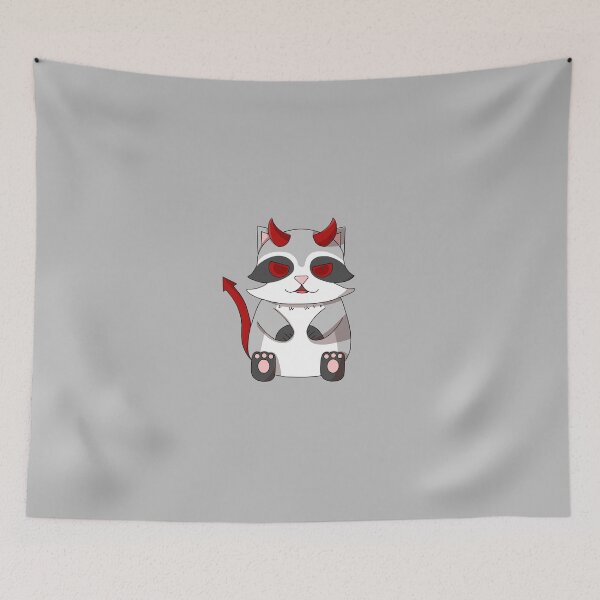 Item preview, cute devil raccoon designed and sold by GREENZ0NE.