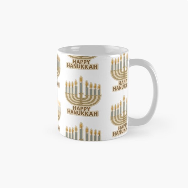 Item preview, Hanukkah menorah with lit candles and Happy Hanukkah text, isolated png, AI generated designed and sold by dvoevnore.
