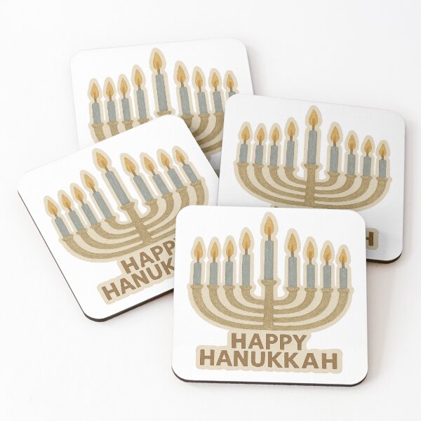 Item preview, Hanukkah menorah with lit candles and Happy Hanukkah text, isolated png, AI generated designed and sold by dvoevnore.
