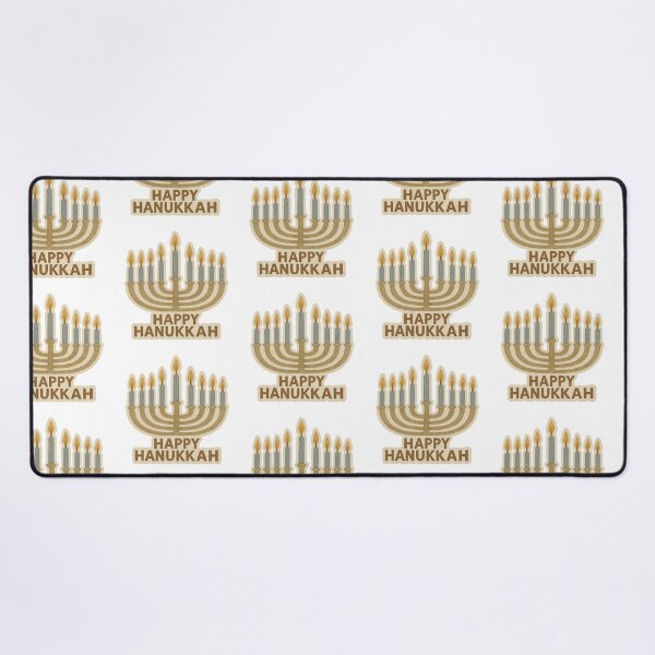 Item preview, Hanukkah menorah with lit candles and Happy Hanukkah text, isolated png, AI generated designed and sold by dvoevnore.