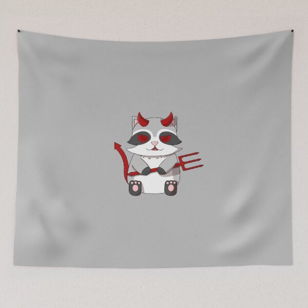 Item preview, cute devil raccoon designed and sold by GREENZ0NE.