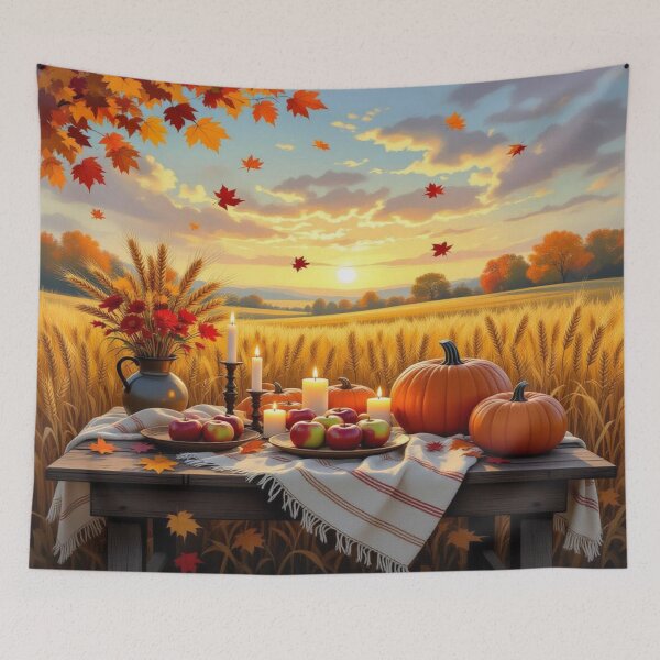 Item preview, Harvest Glow - Festively set table under a golden sky – Autumn abundance & tradition designed and sold by FotoworldEdel.
