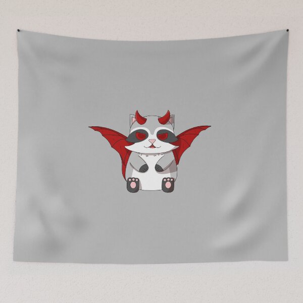 Item preview, cute devil raccoon designed and sold by GREENZ0NE.