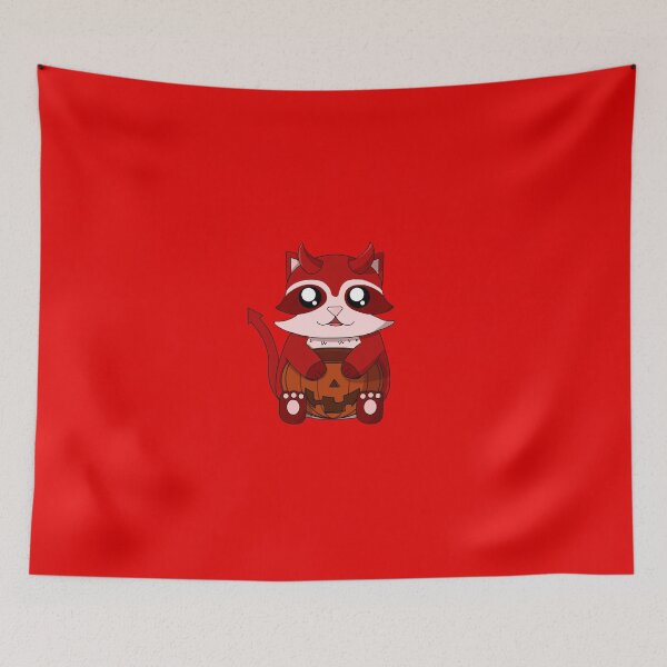 Item preview, cute devil raccoon with a pumpkin designed and sold by GREENZ0NE.