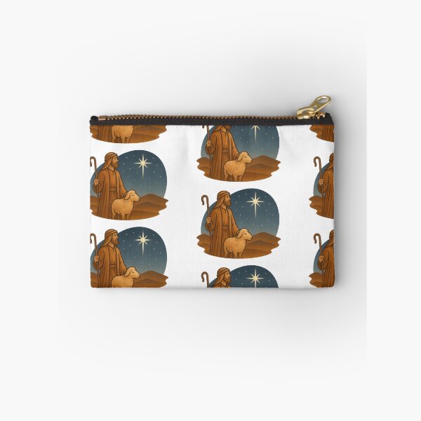 Item preview, Religious shepherd and sheep under starry night sky, Christmas theme, AI Generated designed and sold by dvoevnore.