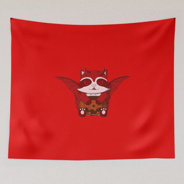 Item preview, cute devil raccoon with a pumpkin designed and sold by GREENZ0NE.