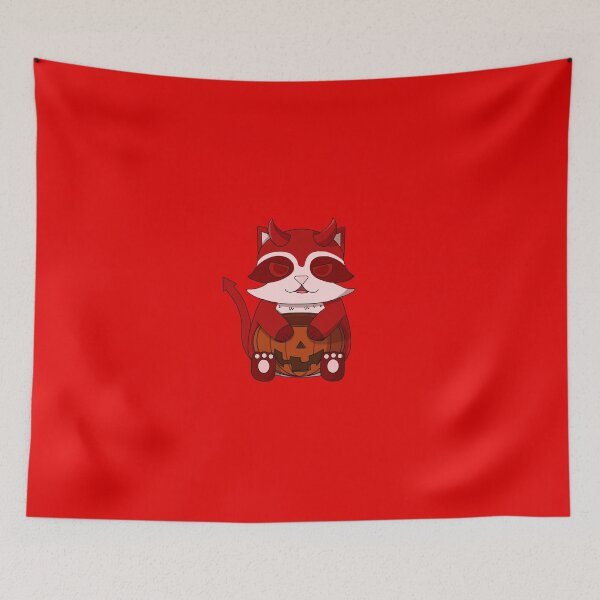 Item preview, cute devil raccoon with a pumpkin designed and sold by GREENZ0NE.