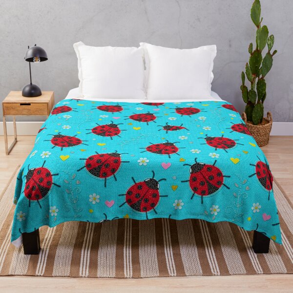 Item preview, Ladybug Glitter Pattern Luck Spring Flowers Children's Turquoise designed and sold by JOSTH.