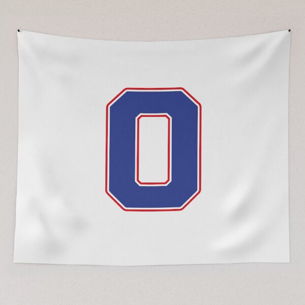 Item preview, Jersey Number 0 / Player Shirt Number Zero (Blue with Red Outline) designed and sold by STUDIO-72.