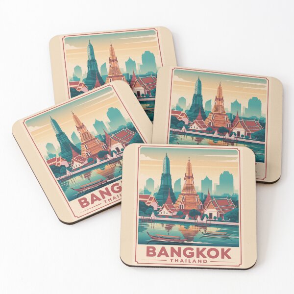 Item preview, Bangkok Thailand Vintage Travel Poster designed and sold by Gogetgiggles.