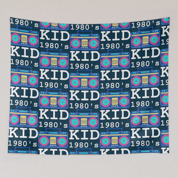 Item preview, 1980s Kid , Retro Vintage Colorful BoomboxWhite Ink designed and sold by SandraTorrez.