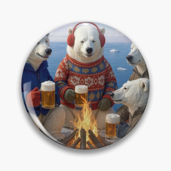 Item preview, Polar Bears Drinking Beer Around a Campfire designed and sold by Maria Dryfhout.