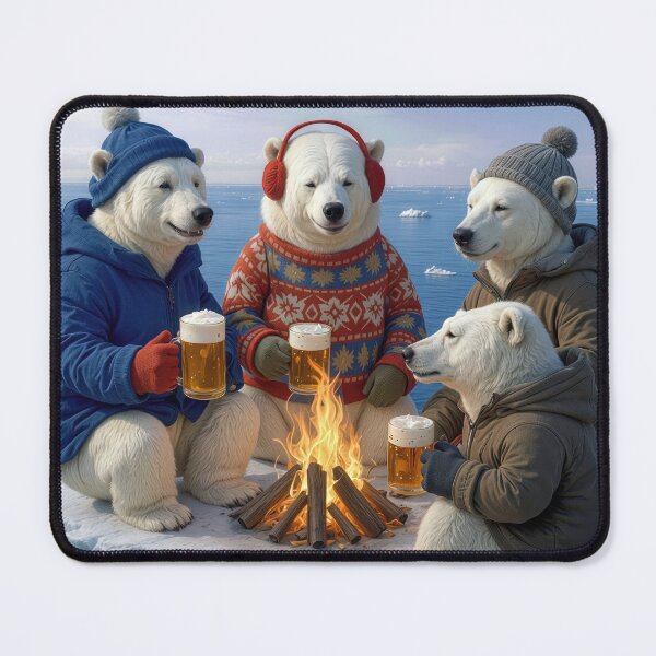 Item preview, Polar Bears Drinking Beer Around a Campfire designed and sold by Maria Dryfhout.
