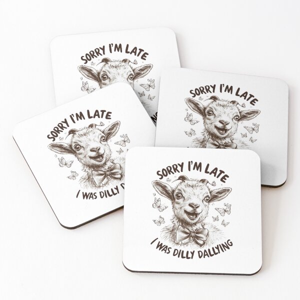 Item preview, Funny Sorry I'm Late Goat | Whimsical Dilly Dallying Lamb Sketch designed and sold by HBDStudio.