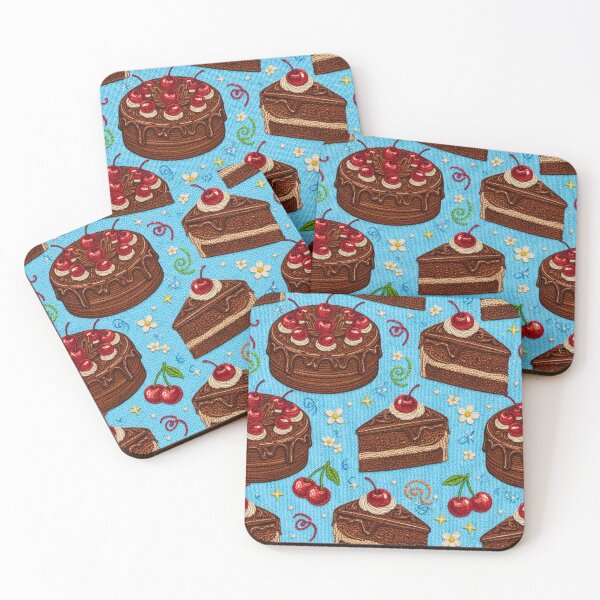 Item preview, Cake Chocolate Pattern Dessert Cherry Birthday Vintage Blue designed and sold by JOSTH.