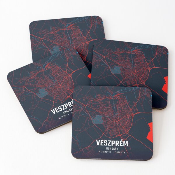 Item preview, Veszprém Red & Blue Minimalist Map designed and sold by HomeLivingCo.