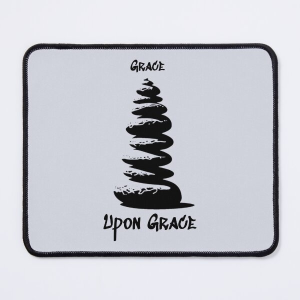 Item preview, Modern Christian Abstract Pebble Art – Grace Upon Grace Bible Verse John 1:16 | black rough pebble designed and sold by ZechJohnRB.