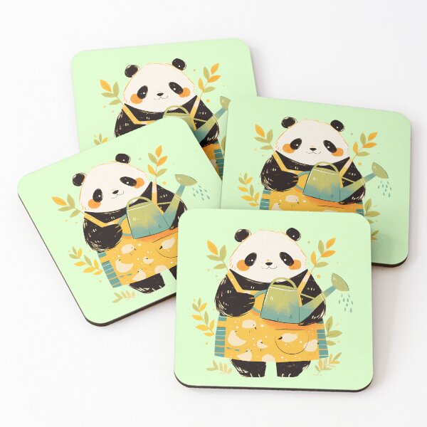 Item preview, Panda watering plants designed and sold by WoollenLlama.