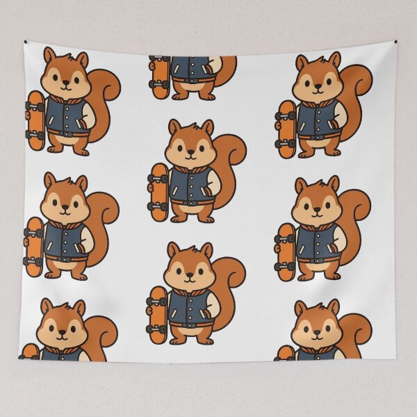 Item preview, Skater Squirrel in Varsity Jacket – Fun Animal Street Style designed and sold by Confuzz1ed.