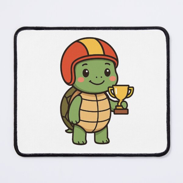 Item preview, Racing Turtle with Helmet and Trophy – Funny Animal Character designed and sold by Confuzz1ed.