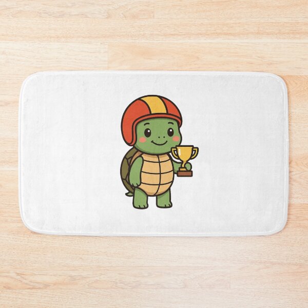 Item preview, Racing Turtle with Helmet and Trophy – Funny Animal Character designed and sold by Confuzz1ed.