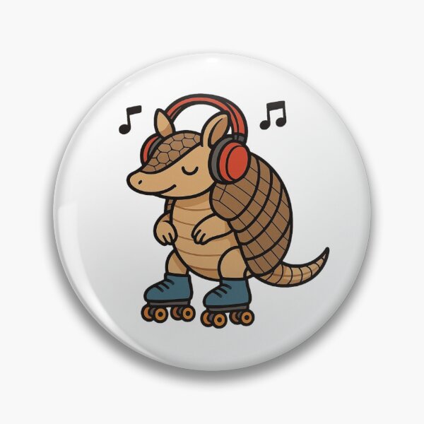 Item preview, Roller Skating Armadillo with Headphones – Fun Cartoon Animal designed and sold by Confuzz1ed.