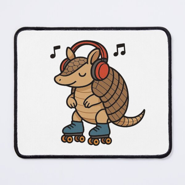 Item preview, Roller Skating Armadillo with Headphones – Fun Cartoon Animal designed and sold by Confuzz1ed.